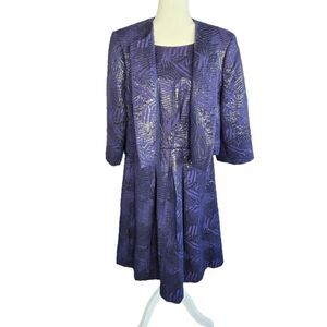 NWT Nipon Boutique Water Lilly Midnight Metallic 2 Piece Jacket Dress Size 16W